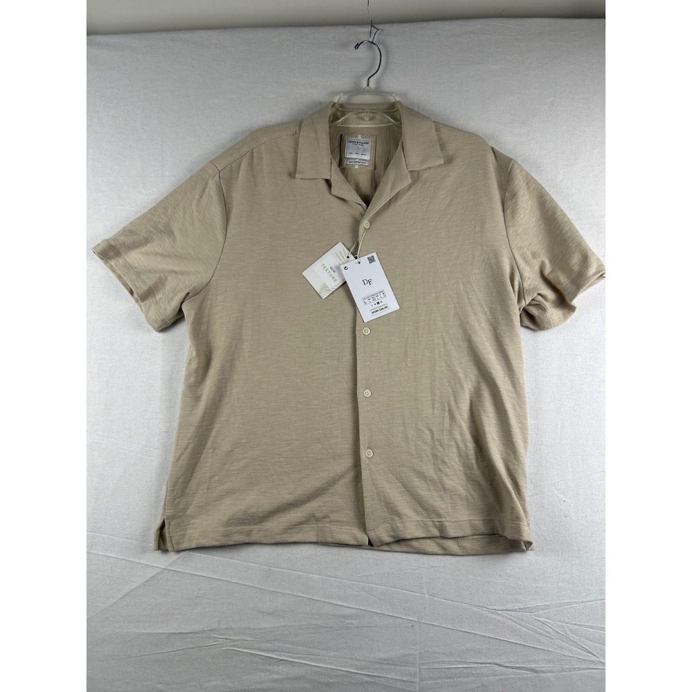 Denim & Flower Ricky Singh Mens Large Tan‎ Textured Relaxed Fit Button Up Shirt